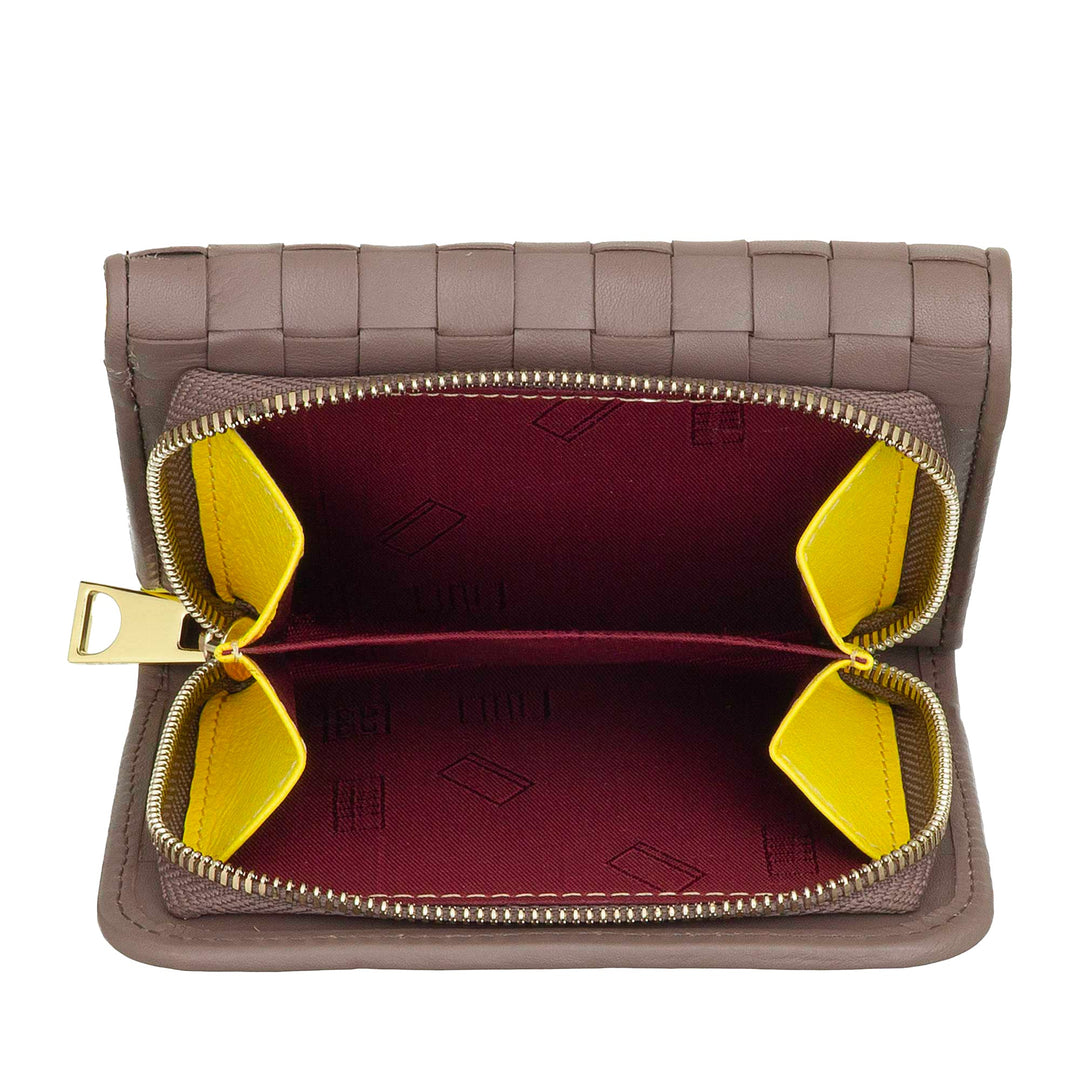 DUDU Portefeuille Femme en Cuir Tressé - Portefeuille Compact avec Porte-Monnaie Zippé, Porte-Billets élégant, Porte-Cartes