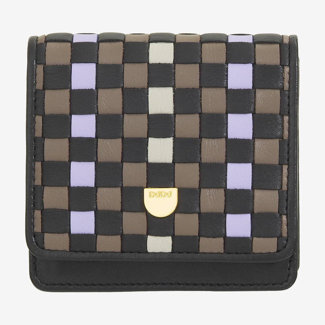 DUDU Portafoglio Piccolo Donna Pelle Intrecciata – Elegante e Compatto con Scomparti per Carte, Tessere, Banconote e Monete – Design Raffinato