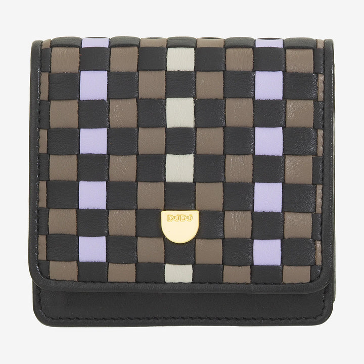 DUDU Portafoglio Piccolo Donna Pelle Intrecciata – Elegante e Compatto con Scomparti per Carte, Tessere, Banconote e Monete – Design Raffinato