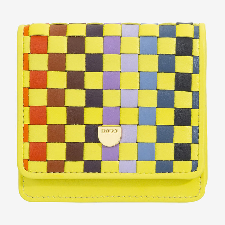 DUDU Portafoglio Piccolo Donna Pelle Intrecciata – Elegante e Compatto con Scomparti per Carte, Tessere, Banconote e Monete – Design Raffinato