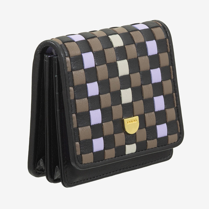 DUDU Portafoglio Piccolo Donna Pelle Intrecciata – Elegante e Compatto con Scomparti per Carte, Tessere, Banconote e Monete – Design Raffinato