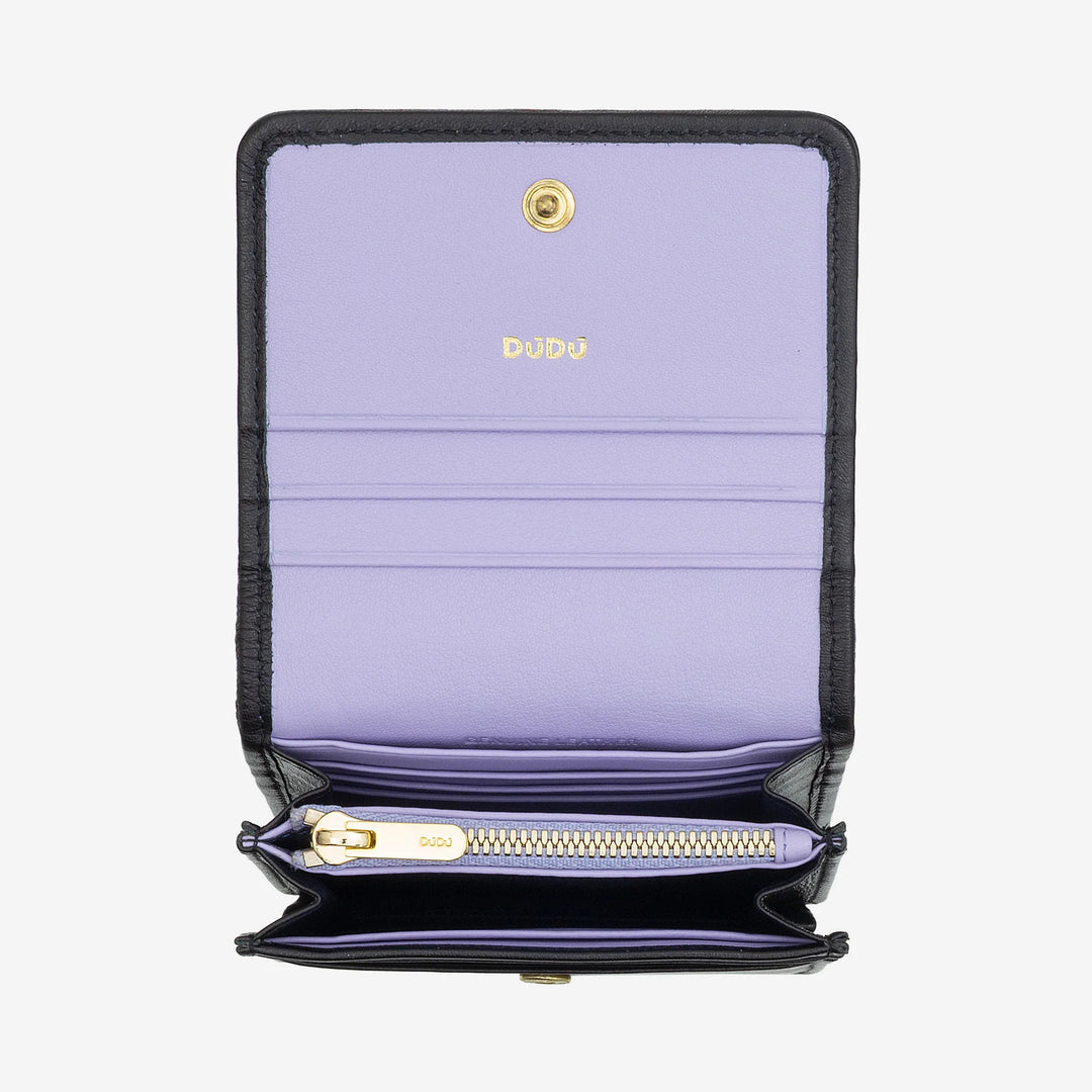DUDU Portafoglio Piccolo Donna Pelle Intrecciata – Elegante e Compatto con Scomparti per Carte, Tessere, Banconote e Monete – Design Raffinato