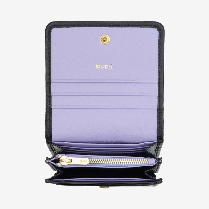 DUDU Portafoglio Piccolo Donna Pelle Intrecciata – Elegante e Compatto con Scomparti per Carte, Tessere, Banconote e Monete – Design Raffinato
