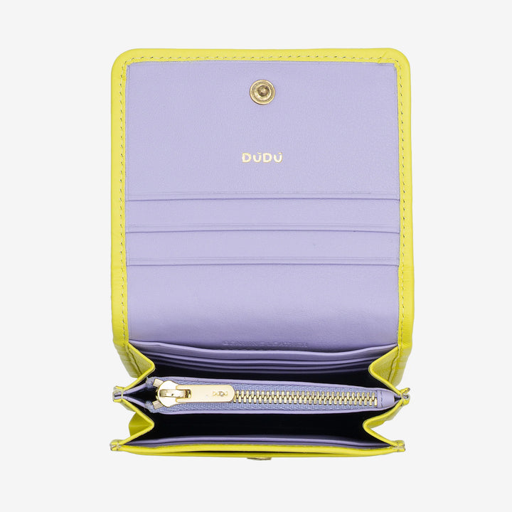 DUDU Portafoglio Piccolo Donna Pelle Intrecciata – Elegante e Compatto con Scomparti per Carte, Tessere, Banconote e Monete – Design Raffinato