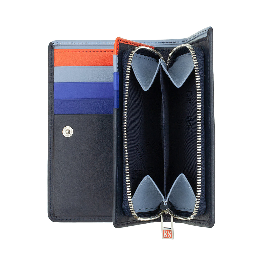 Cartera de Mujer DUDU Colorful RFID en Piel Multicolor con Monedero con Cremallera, Tarjeteros y Tarjeteros