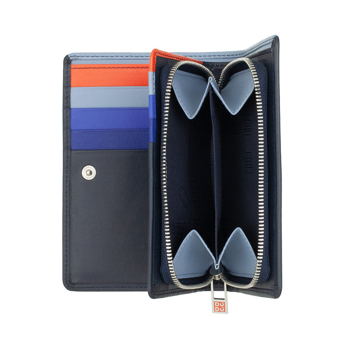 Cartera de Mujer DUDU Colorful RFID en Piel Multicolor con Monedero con Cremallera, Tarjeteros y Tarjeteros
