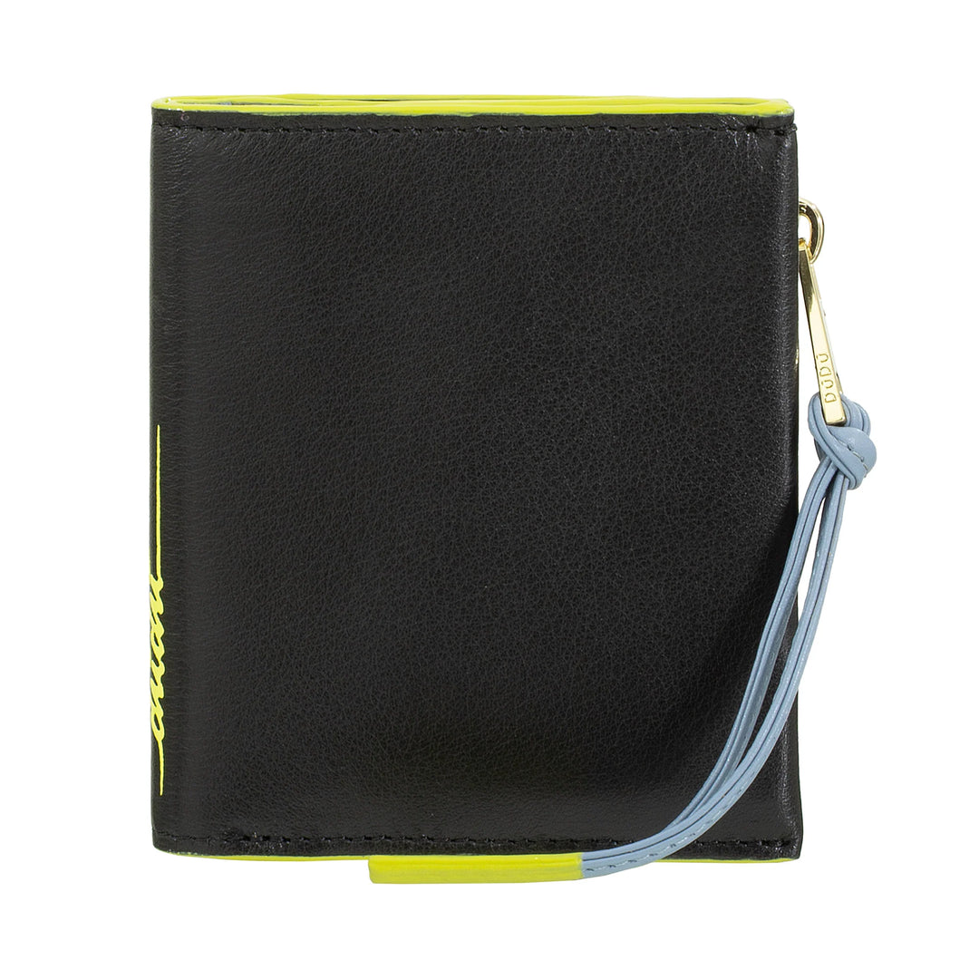 DUDU Portafoglio Donna Piccolo in Pelle con Zip - Portafogli Compatto Slim con Porta Carte Tessere, Tasca Portamonete con Cerniera e Banconote