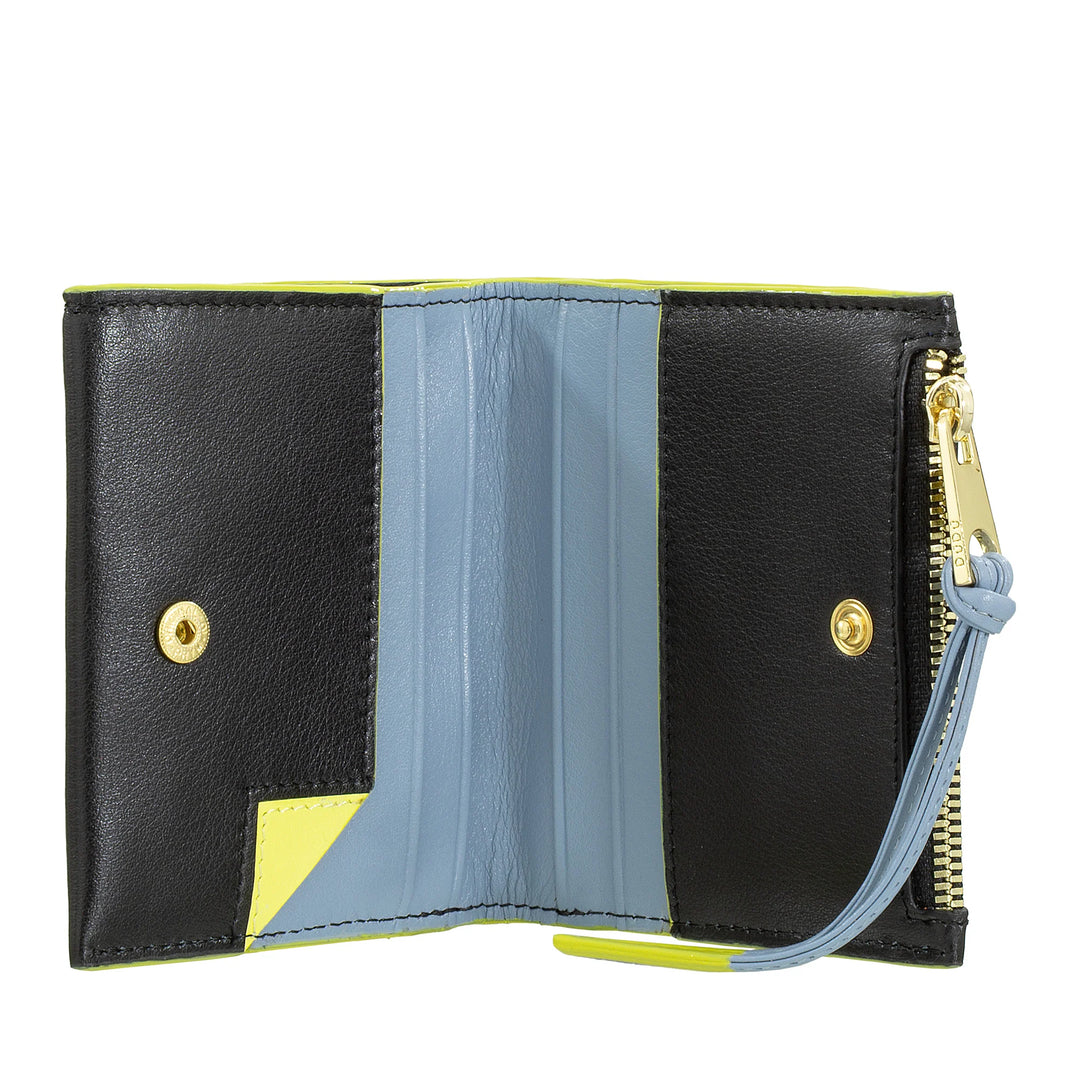 DUDU Portafoglio Donna Piccolo in Pelle con Zip - Portafogli Compatto Slim con Porta Carte Tessere, Tasca Portamonete con Cerniera e Banconote
