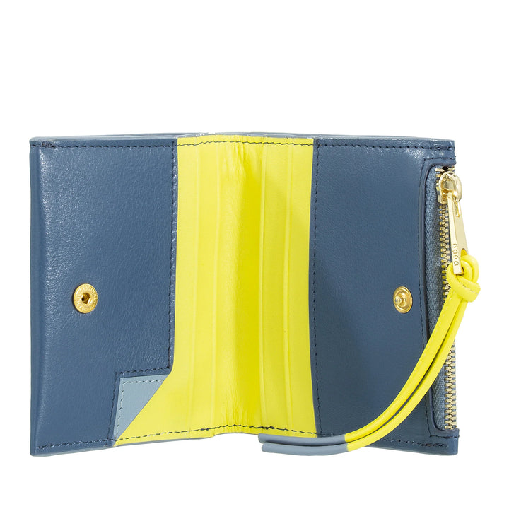 DUDU Portafoglio Donna Piccolo in Pelle con Zip - Portafogli Compatto Slim con Porta Carte Tessere, Tasca Portamonete con Cerniera e Banconote