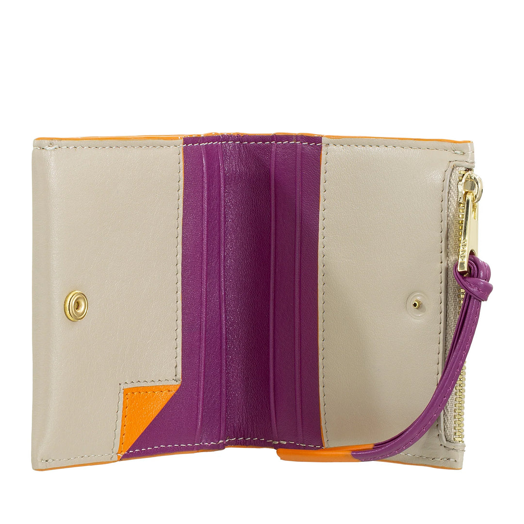 DUDU Cartera pequeña de piel para mujer con cremallera - Cartera delgada y compacta con tarjetero, monedero con cremallera y billetes