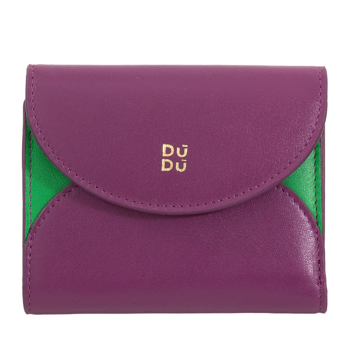 DUDU Petit portefeuille compact en cuir pour femme avec porte-cartes et porte-monnaie – Portefeuilles élégants et spacieux en cuir véritable pour femme
