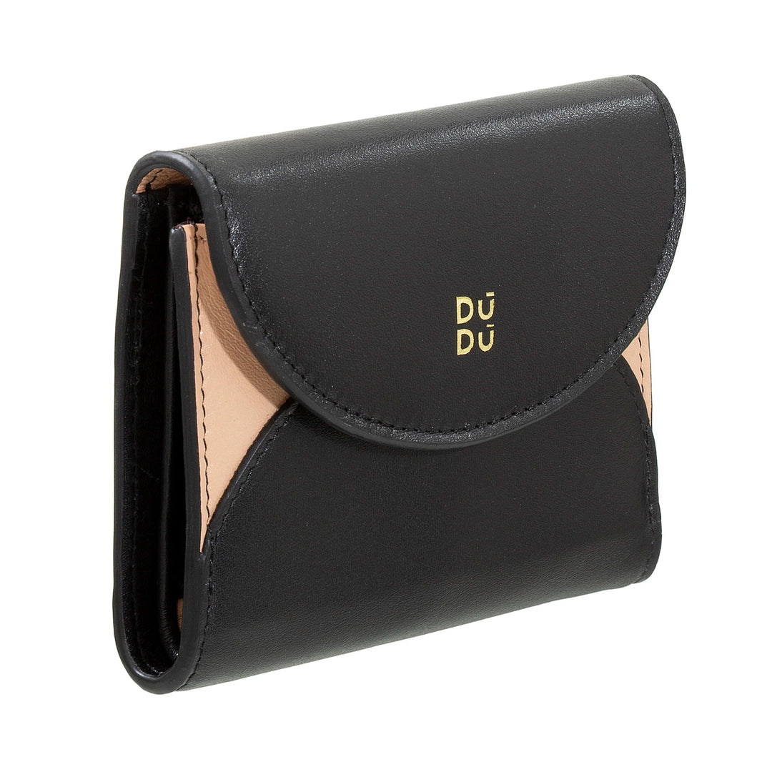 DUDU Petit portefeuille compact en cuir pour femme avec porte-cartes et porte-monnaie – Portefeuilles élégants et spacieux en cuir véritable pour femme