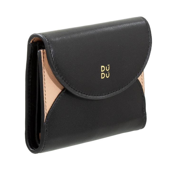 DUDU Petit portefeuille compact en cuir pour femme avec porte-cartes et porte-monnaie – Portefeuilles élégants et spacieux en cuir véritable pour femme