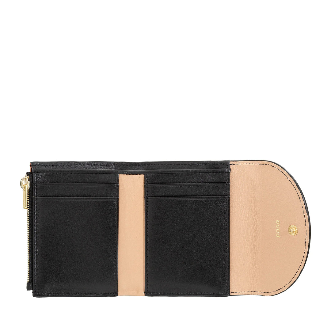 DUDU Petit portefeuille compact en cuir pour femme avec porte-cartes et porte-monnaie – Portefeuilles élégants et spacieux en cuir véritable pour femme