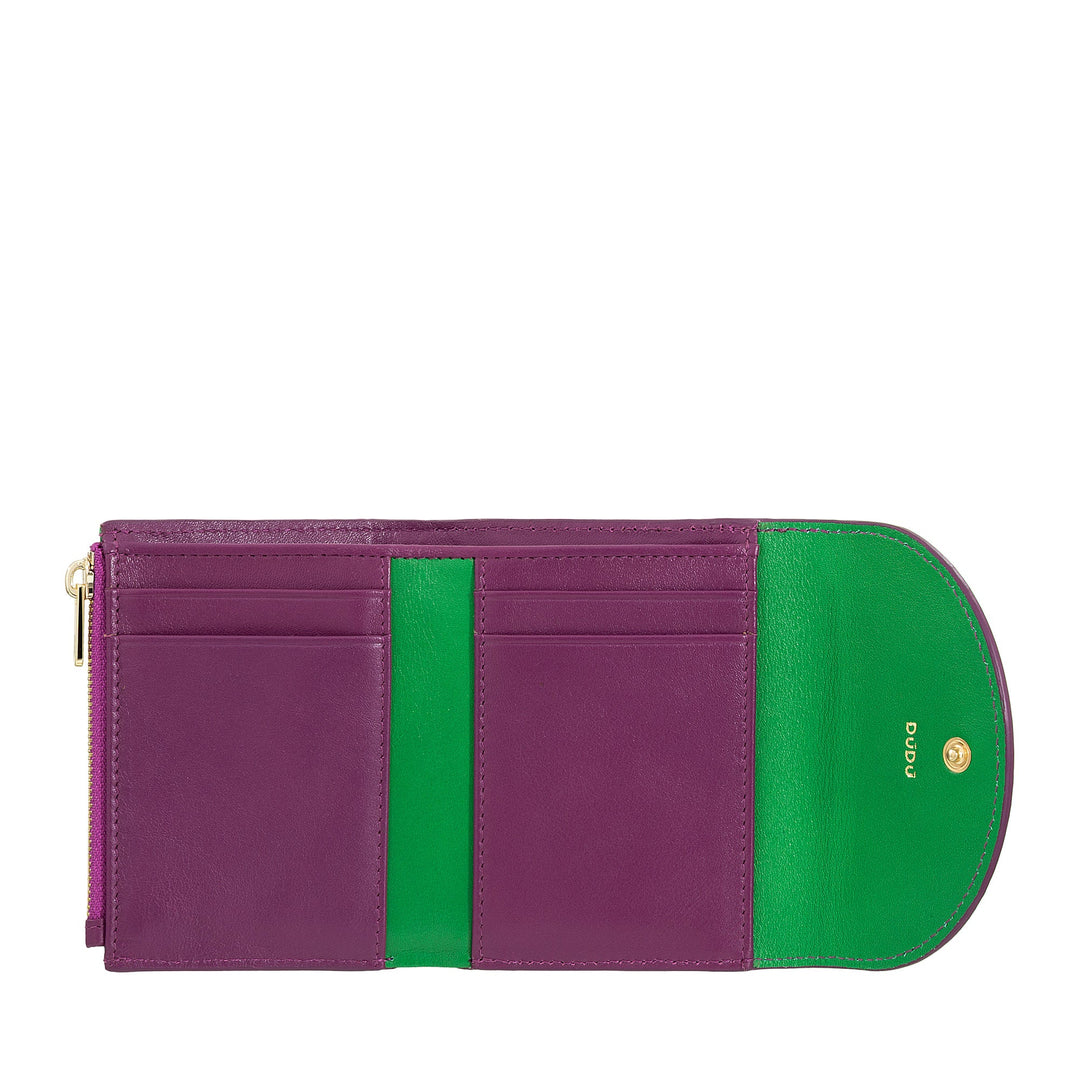 DUDU Petit portefeuille compact en cuir pour femme avec porte-cartes et porte-monnaie – Portefeuilles élégants et spacieux en cuir véritable pour femme