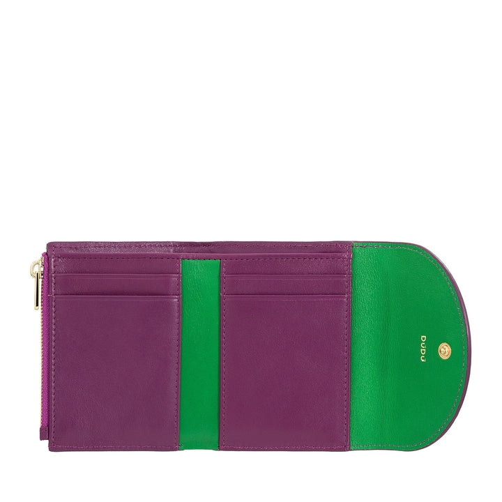 DUDU Petit portefeuille compact en cuir pour femme avec porte-cartes et porte-monnaie – Portefeuilles élégants et spacieux en cuir véritable pour femme