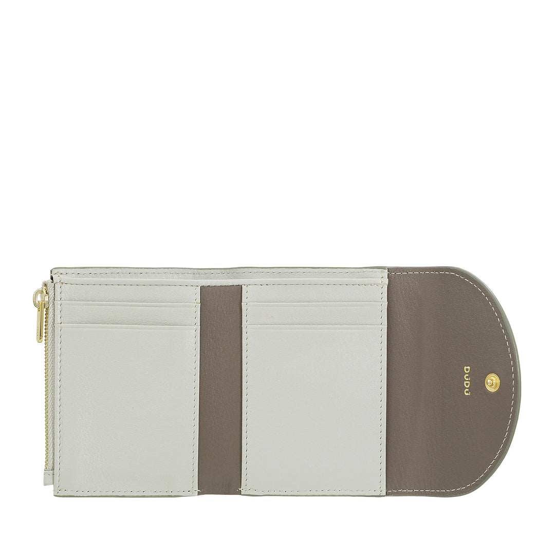 DUDU Petit portefeuille compact en cuir pour femme avec porte-cartes et porte-monnaie – Portefeuilles élégants et spacieux en cuir véritable pour femme