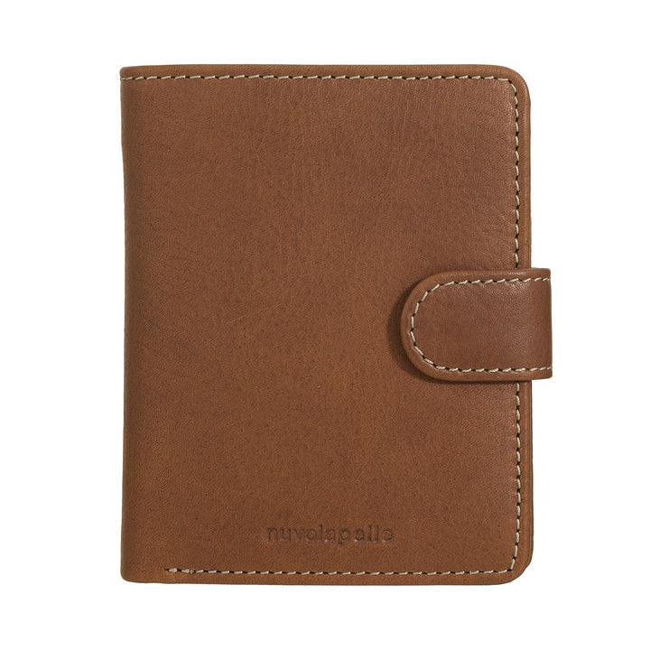Nuvola Pelle Petit portefeuille en cuir pour femme – Élégant et compact avec porte-monnaie zippé, porte-cartes et billets, fermeture à bouton-pression