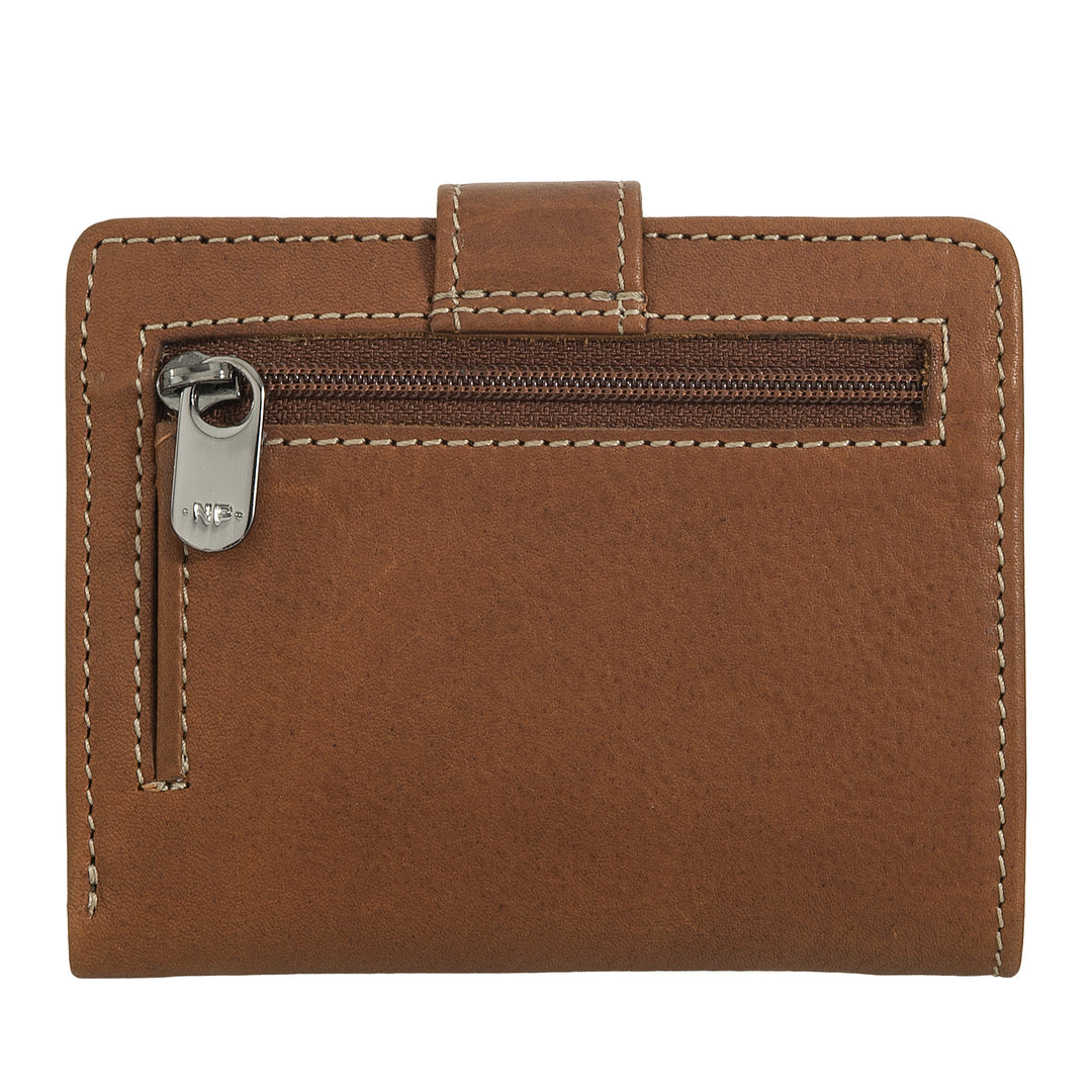 Nuvola Pelle Petit portefeuille en cuir pour femme – Élégant et compact avec porte-monnaie zippé, porte-cartes et billets, fermeture à bouton-pression