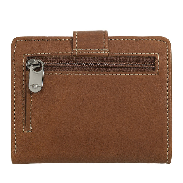 Nuvola Pelle Petit portefeuille en cuir pour femme – Élégant et compact avec porte-monnaie zippé, porte-cartes et billets, fermeture à bouton-pression