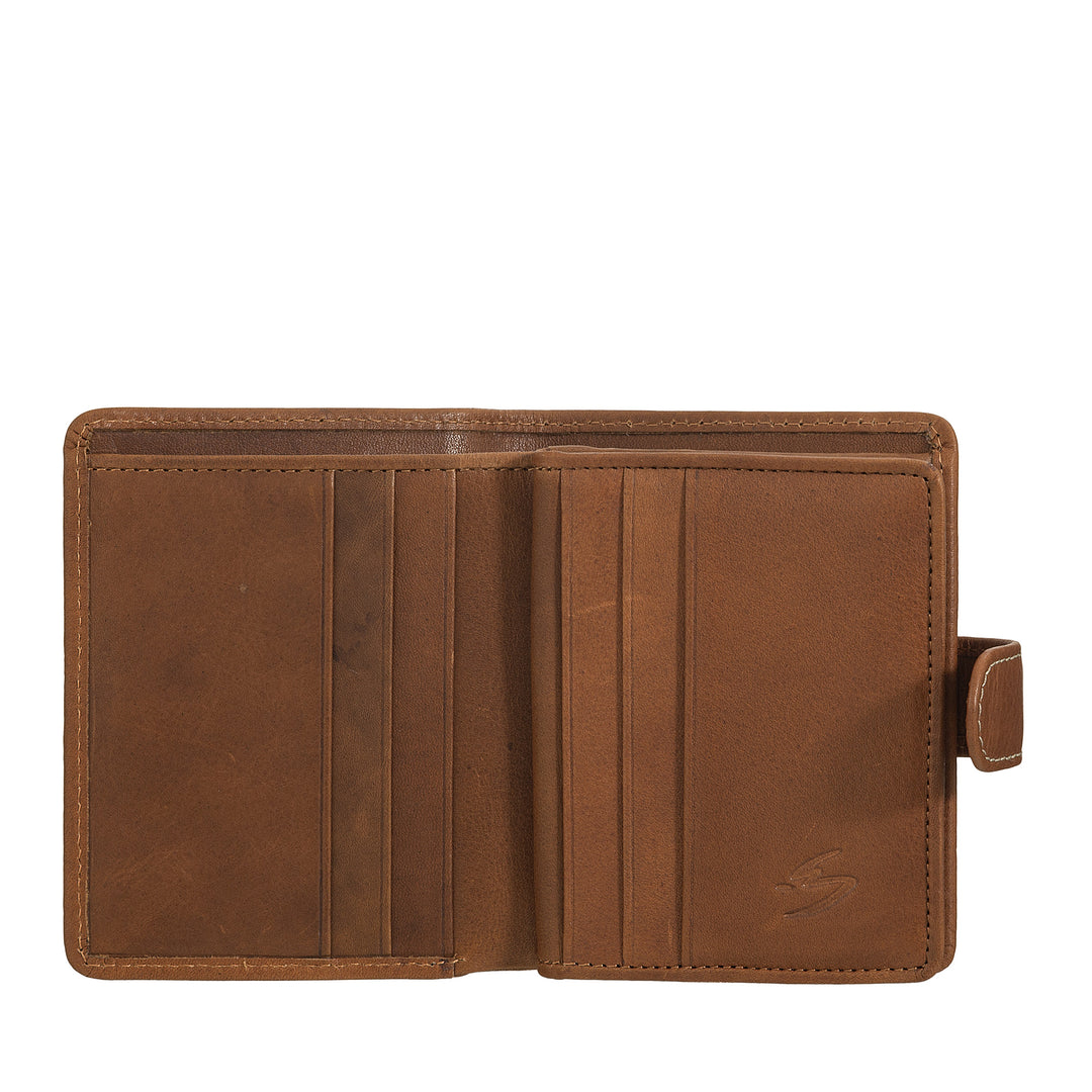 Nuvola Pelle Petit portefeuille en cuir pour femme – Élégant et compact avec porte-monnaie zippé, porte-cartes et billets, fermeture à bouton-pression