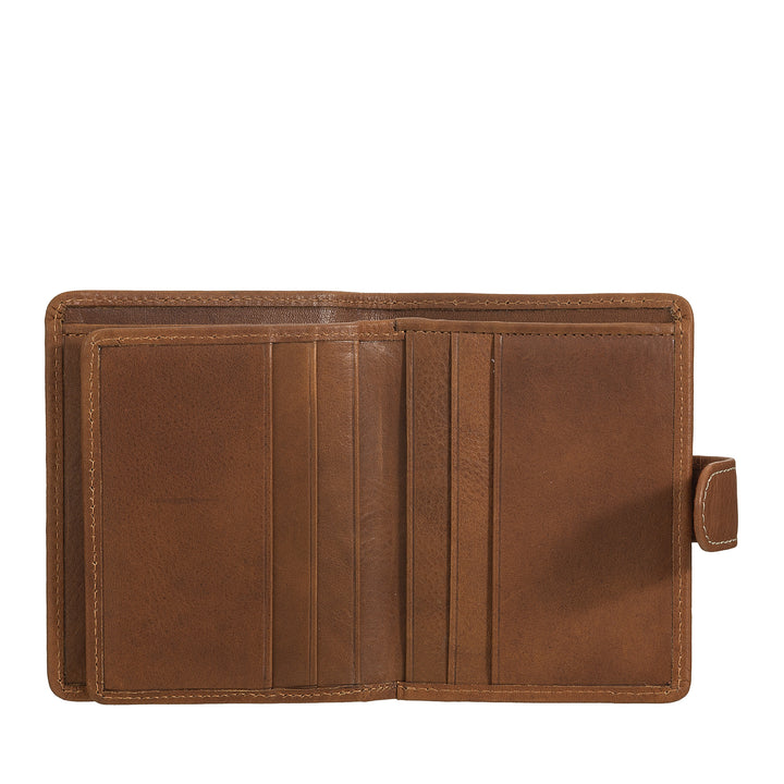 Nuvola Pelle Petit portefeuille en cuir pour femme – Élégant et compact avec porte-monnaie zippé, porte-cartes et billets, fermeture à bouton-pression