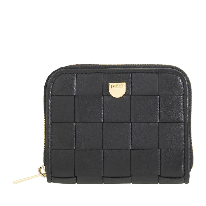 DUDU Petit Portefeuille Femme en Cuir Tressé Zippé Autour - Élégant et Compact, Porte-Cartes, Porte-Monnaie et Billets de Banque avec Zip