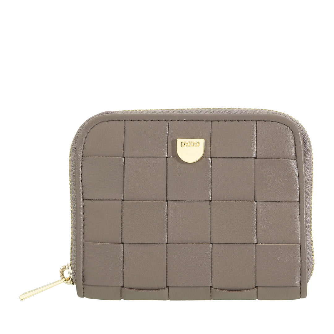 DUDU Petit Portefeuille Femme en Cuir Tressé Zippé Autour - Élégant et Compact, Porte-Cartes, Porte-Monnaie et Billets de Banque avec Zip