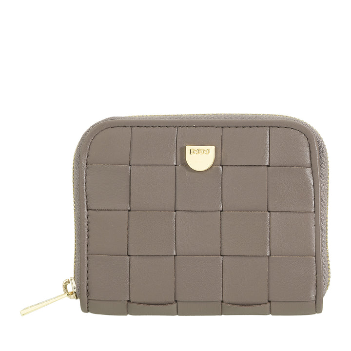DUDU Petit Portefeuille Femme en Cuir Tressé Zippé Autour - Élégant et Compact, Porte-Cartes, Porte-Monnaie et Billets de Banque avec Zip