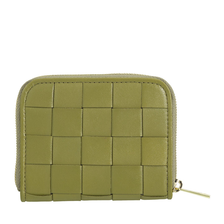 DUDU Petit Portefeuille Femme en Cuir Tressé Zippé Autour - Élégant et Compact, Porte-Cartes, Porte-Monnaie et Billets de Banque avec Zip