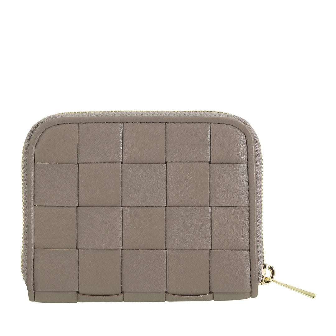 DUDU Petit Portefeuille Femme en Cuir Tressé Zippé Autour - Élégant et Compact, Porte-Cartes, Porte-Monnaie et Billets de Banque avec Zip