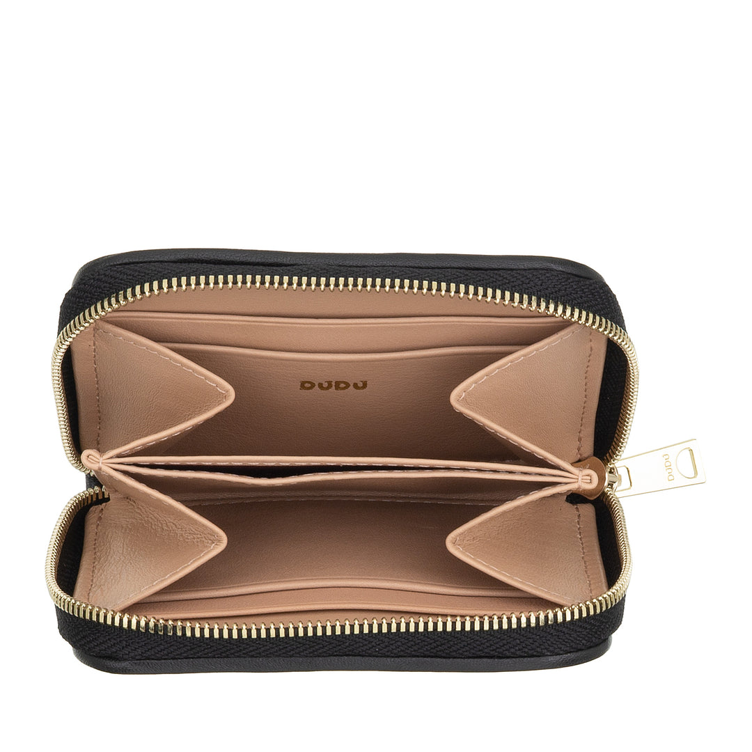 DUDU Petit Portefeuille Femme en Cuir Tressé Zippé Autour - Élégant et Compact, Porte-Cartes, Porte-Monnaie et Billets de Banque avec Zip