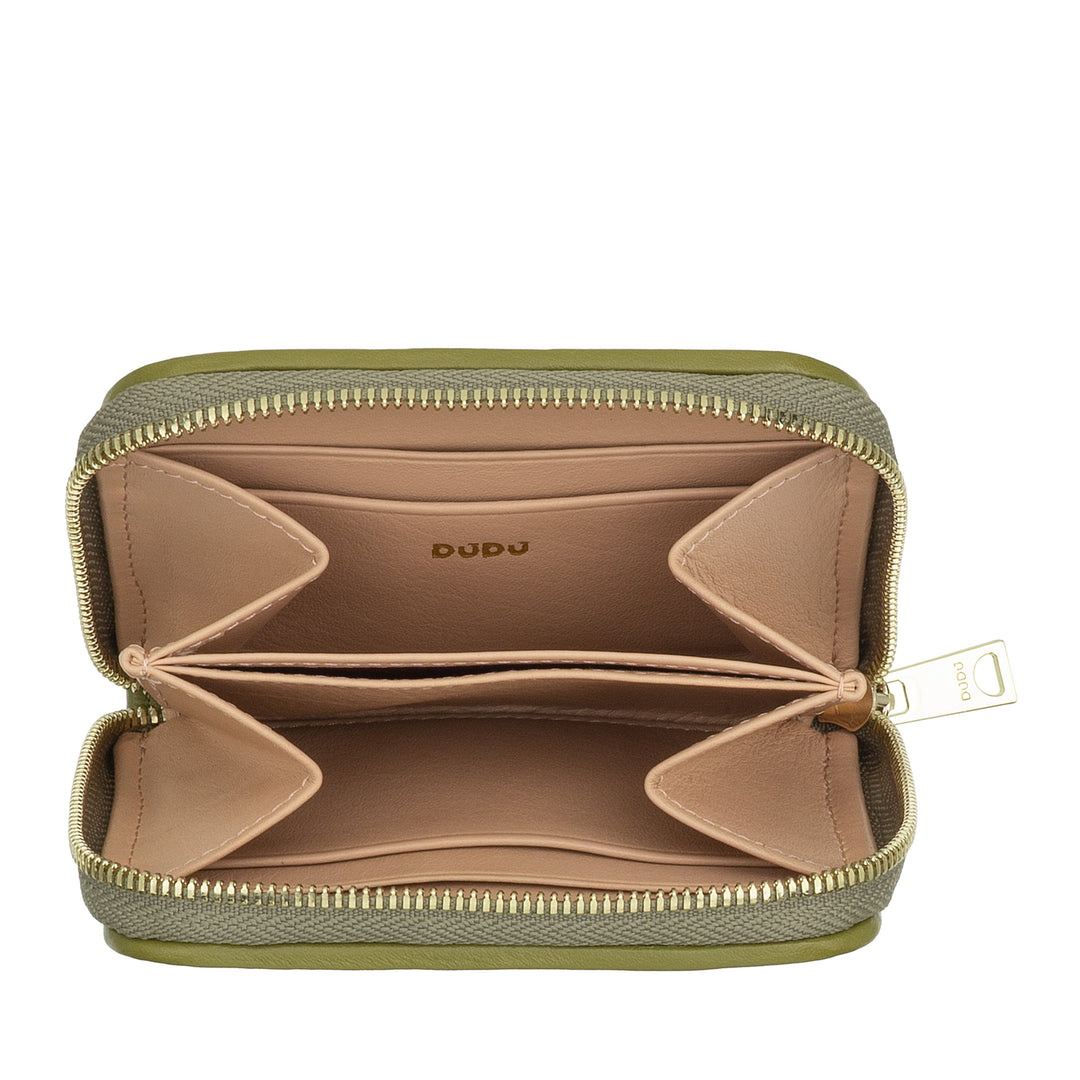 DUDU Petit Portefeuille Femme en Cuir Tressé Zippé Autour - Élégant et Compact, Porte-Cartes, Porte-Monnaie et Billets de Banque avec Zip