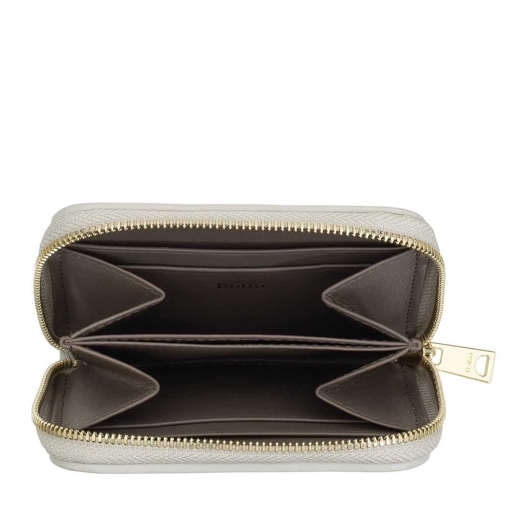 DUDU Petit Portefeuille Femme en Cuir Tressé Zippé Autour - Élégant et Compact, Porte-Cartes, Porte-Monnaie et Billets de Banque avec Zip