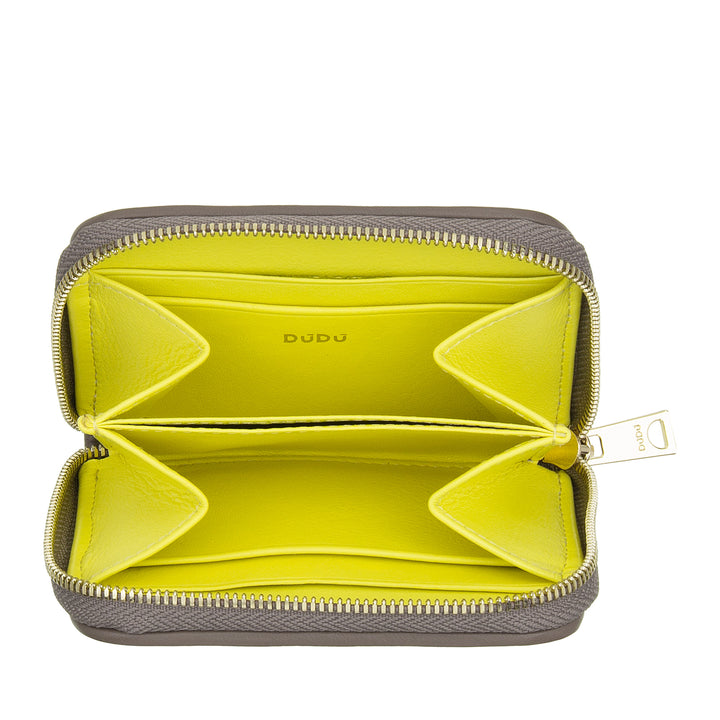 DUDU Petit Portefeuille Femme en Cuir Tressé Zippé Autour - Élégant et Compact, Porte-Cartes, Porte-Monnaie et Billets de Banque avec Zip