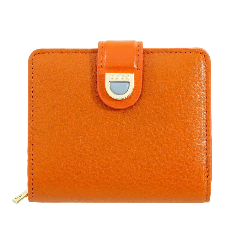 DUDU Petit portefeuille en cuir pour femme avec porte-monnaie à fermeture éclair – Portefeuille compact avec fermeture à bouton, porte-billets, porte-cartes