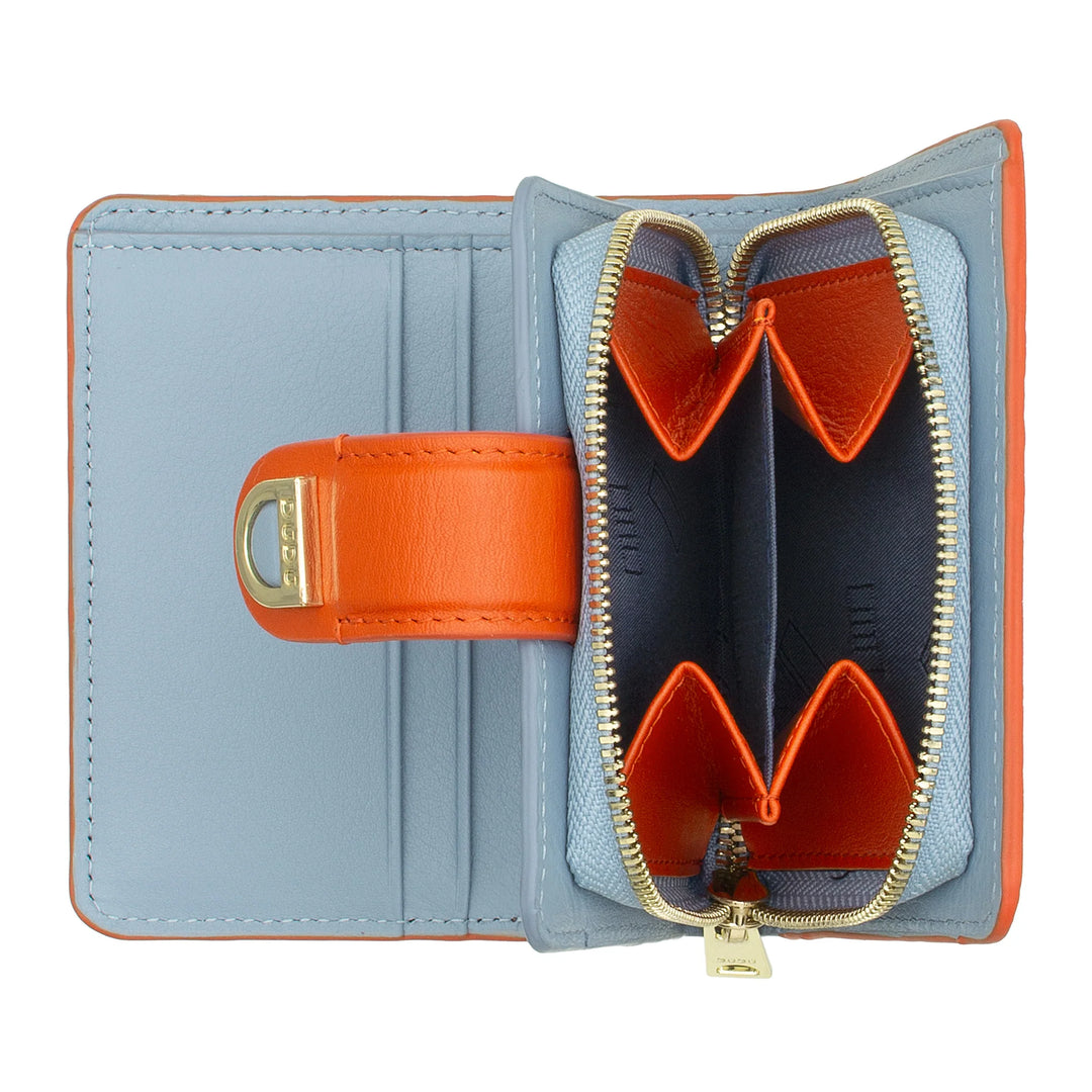 DUDU Petit portefeuille en cuir pour femme avec porte-monnaie à fermeture éclair – Portefeuille compact avec fermeture à bouton, porte-billets, porte-cartes