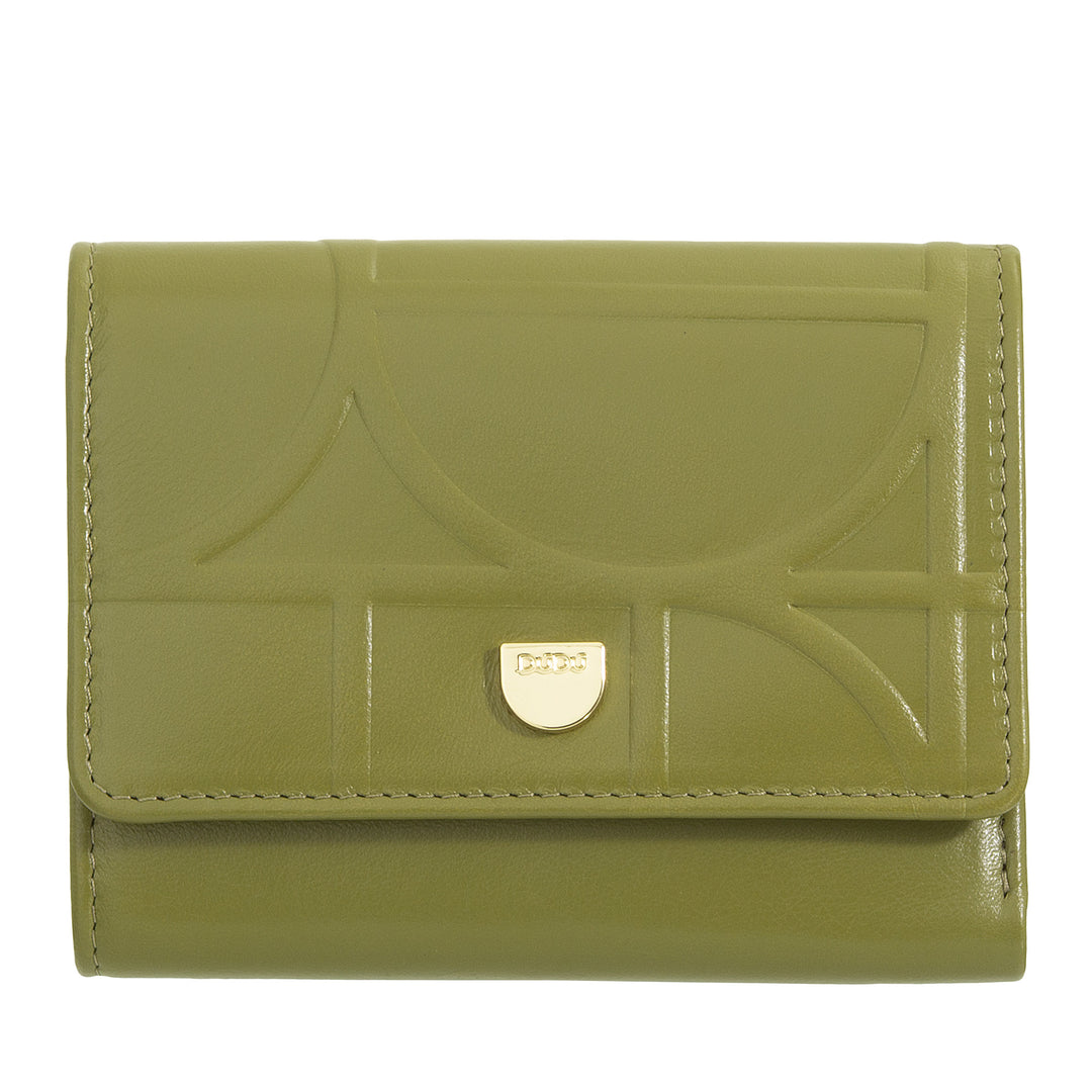 DUDU Petit portefeuille RFID pour femme en cuir véritable imprimé, portefeuilles avec poche zippée – Élégant, compact pour le sac à main, parfait pour les cartes et les pièces de monnaie