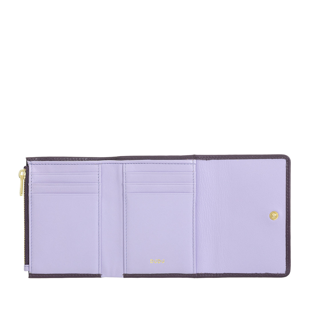 DUDU Petit portefeuille RFID pour femme en cuir véritable imprimé, portefeuilles avec poche zippée – Élégant, compact pour le sac à main, parfait pour les cartes et les pièces de monnaie