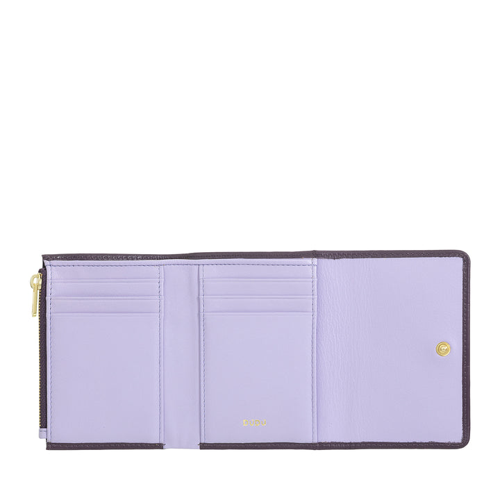 DUDU Petit portefeuille RFID pour femme en cuir véritable imprimé, portefeuilles avec poche zippée – Élégant, compact pour le sac à main, parfait pour les cartes et les pièces de monnaie