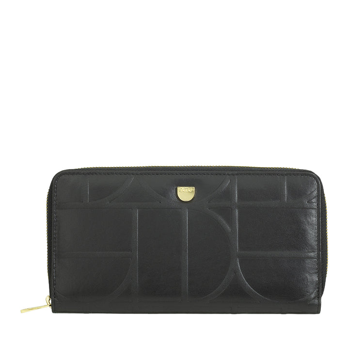 DUDU Grand Portefeuille Femme avec Fermeture Éclair RFID en Cuir Nappa Imprimé, Portefeuilles Zippés avec 14 Poches pour Cartes de Crédit et Porte-Monnaie