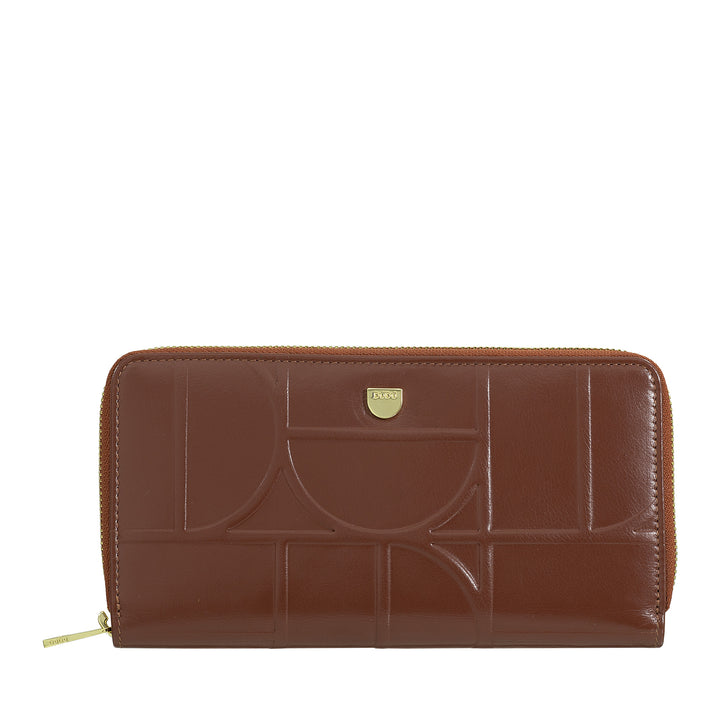 DUDU Grand Portefeuille Femme avec Fermeture Éclair RFID en Cuir Nappa Imprimé, Portefeuilles Zippés avec 14 Poches pour Cartes de Crédit et Porte-Monnaie