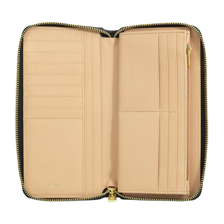 DUDU Grand Portefeuille Femme avec Fermeture Éclair RFID en Cuir Nappa Imprimé, Portefeuilles Zippés avec 14 Poches pour Cartes de Crédit et Porte-Monnaie