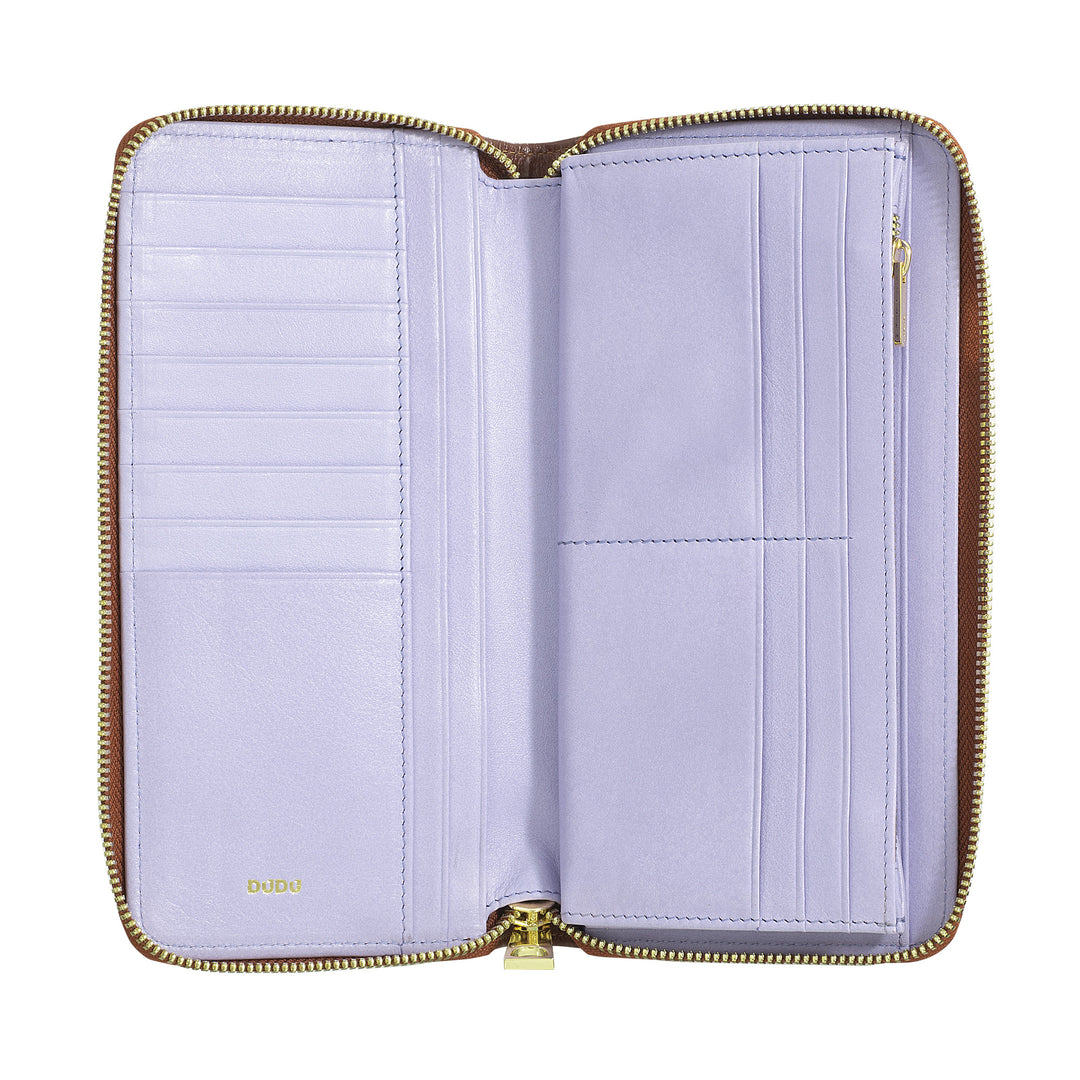 DUDU Grand Portefeuille Femme avec Fermeture Éclair RFID en Cuir Nappa Imprimé, Portefeuilles Zippés avec 14 Poches pour Cartes de Crédit et Porte-Monnaie