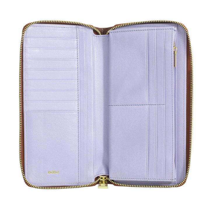 DUDU Grand Portefeuille Femme avec Fermeture Éclair RFID en Cuir Nappa Imprimé, Portefeuilles Zippés avec 14 Poches pour Cartes de Crédit et Porte-Monnaie