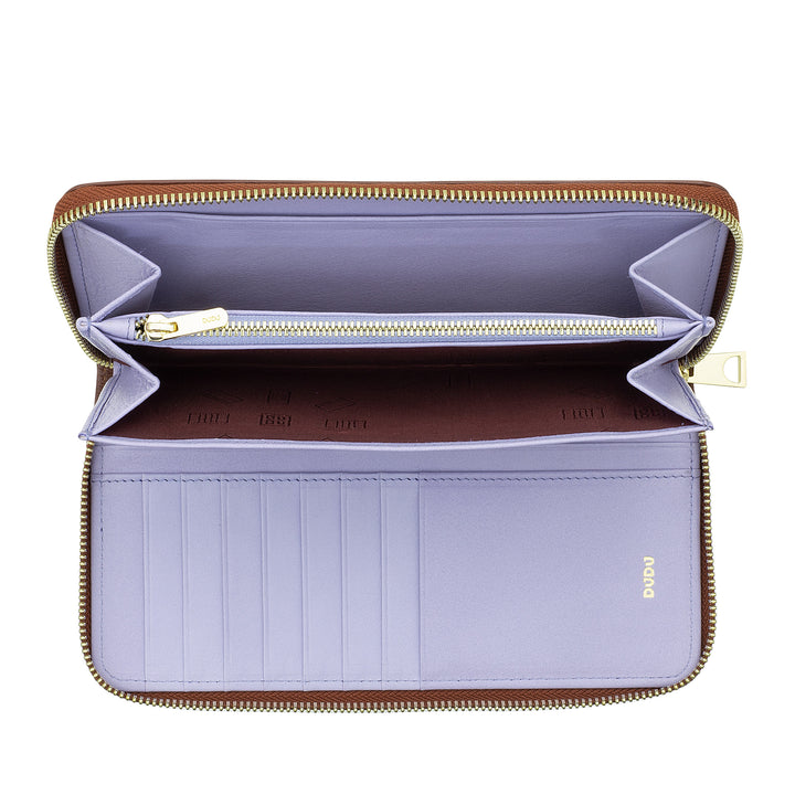 DUDU Grand Portefeuille Femme avec Fermeture Éclair RFID en Cuir Nappa Imprimé, Portefeuilles Zippés avec 14 Poches pour Cartes de Crédit et Porte-Monnaie