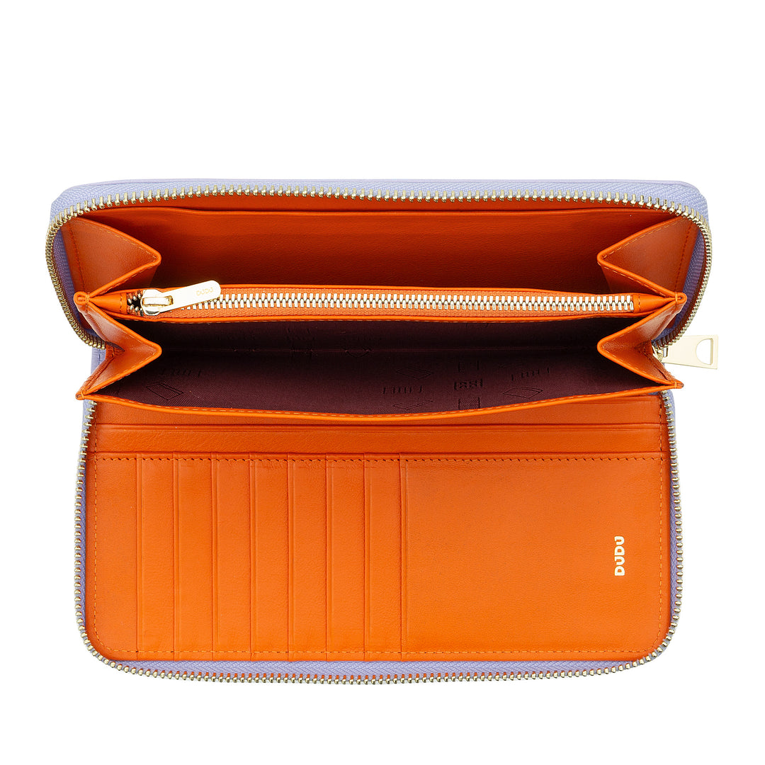DUDU Grand Portefeuille Femme avec Fermeture Éclair RFID en Cuir Nappa Imprimé, Portefeuilles Zippés avec 14 Poches pour Cartes de Crédit et Porte-Monnaie