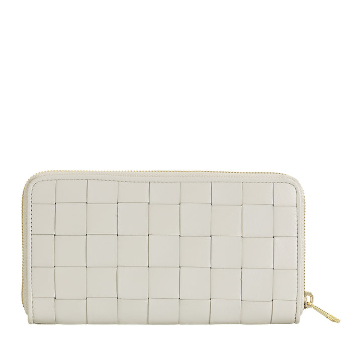 DUDU Portefeuille pour Femme en Cuir Véritable Tressé Zippé, Élégant et Spacieux - Porte-Cartes, Billets et Pièces de Monnaie, Portefeuille Tissé avec Fermeture Éclair Complète