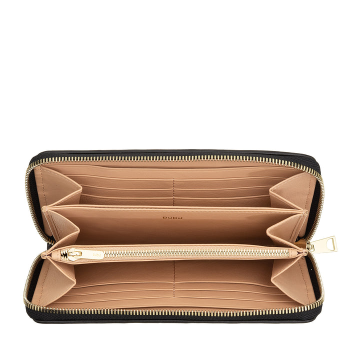 DUDU Portefeuille pour Femme en Cuir Véritable Tressé Zippé, Élégant et Spacieux - Porte-Cartes, Billets et Pièces de Monnaie, Portefeuille Tissé avec Fermeture Éclair Complète