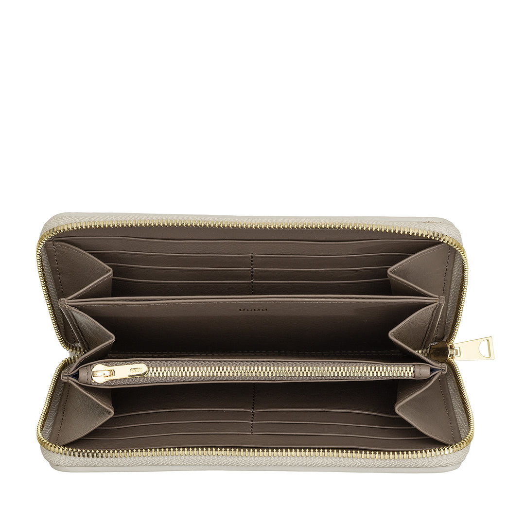 DUDU Portefeuille pour Femme en Cuir Véritable Tressé Zippé, Élégant et Spacieux - Porte-Cartes, Billets et Pièces de Monnaie, Portefeuille Tissé avec Fermeture Éclair Complète